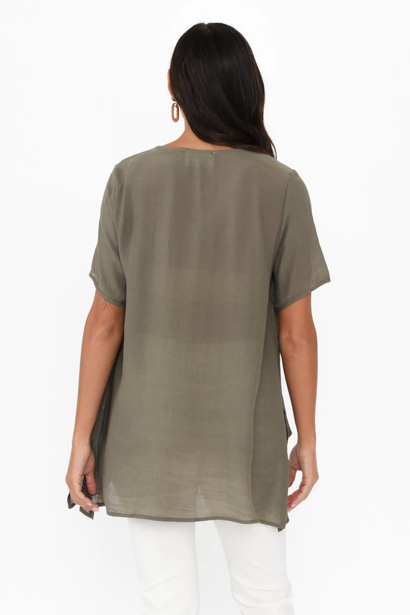 Alvina Khaki Layered Tunic Top sold by Blue Bungalow product image thumbnail 4