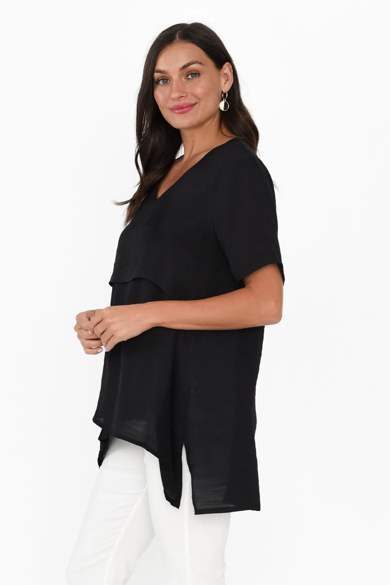 Alvina Black Layered Tunic Top sold by Blue Bungalow product image thumbnail 3