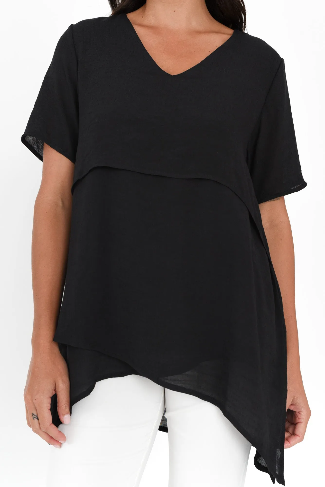 Alvina Black Layered Tunic Top sold by Blue Bungalow product image thumbnail 5