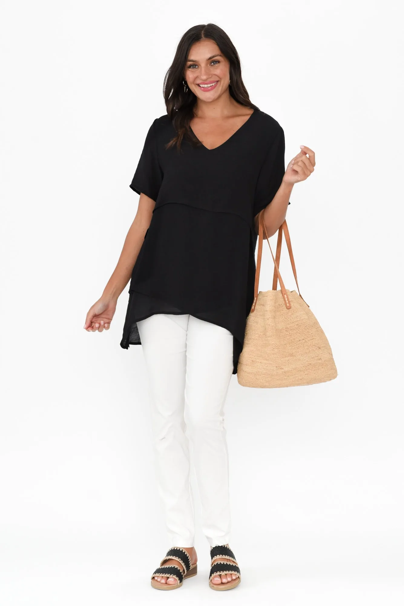 Alvina Black Layered Tunic Top sold by Blue Bungalow product image thumbnail 2