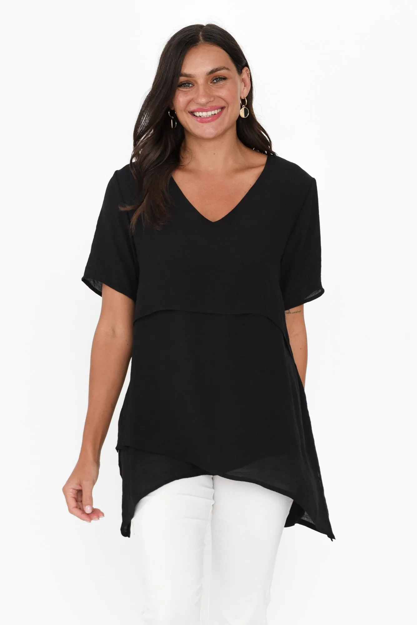Alvina Black Layered Tunic Top sold by Blue Bungalow