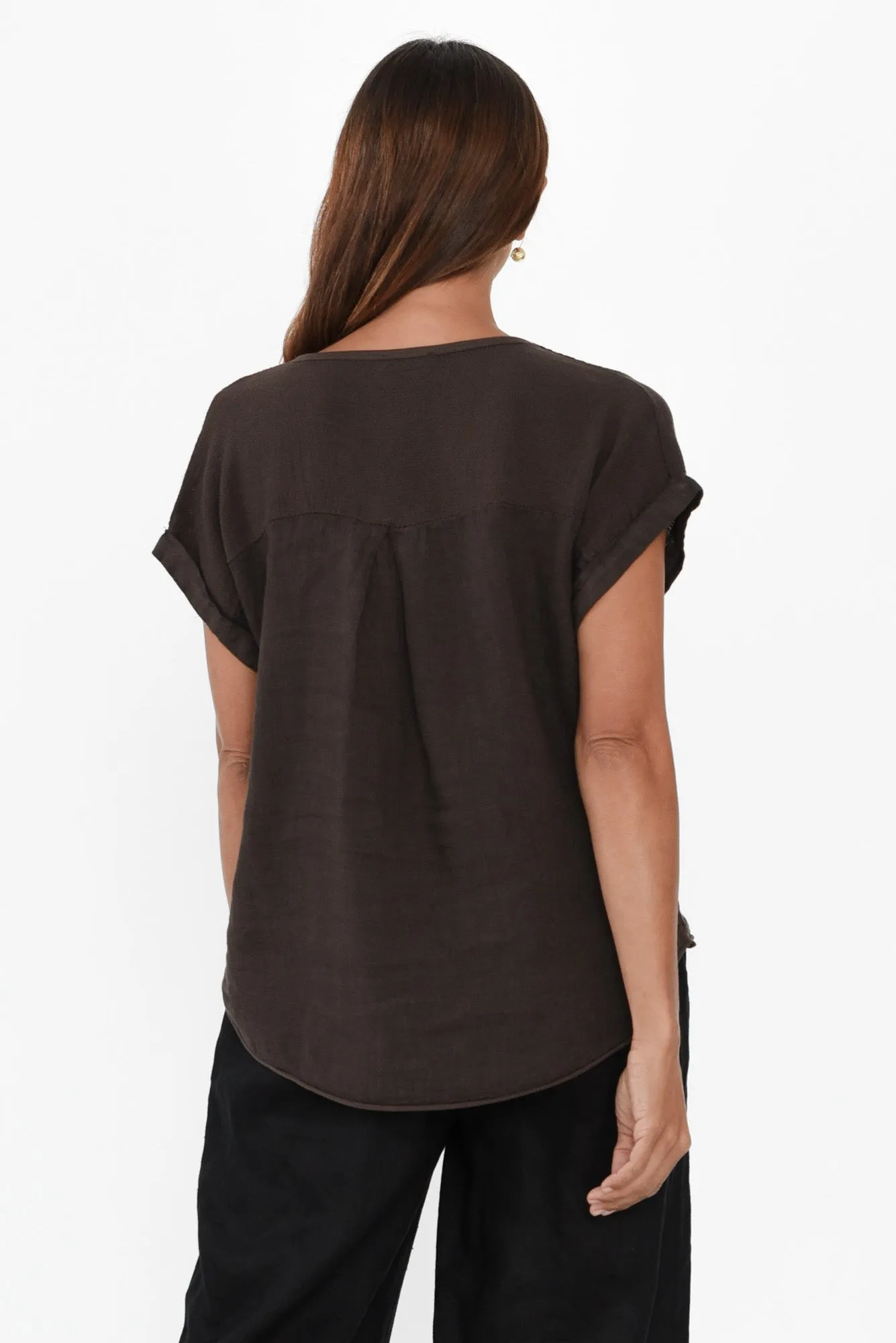 Dorian Chocolate Linen Cotton Top sold by Blue Bungalow product image thumbnail 4