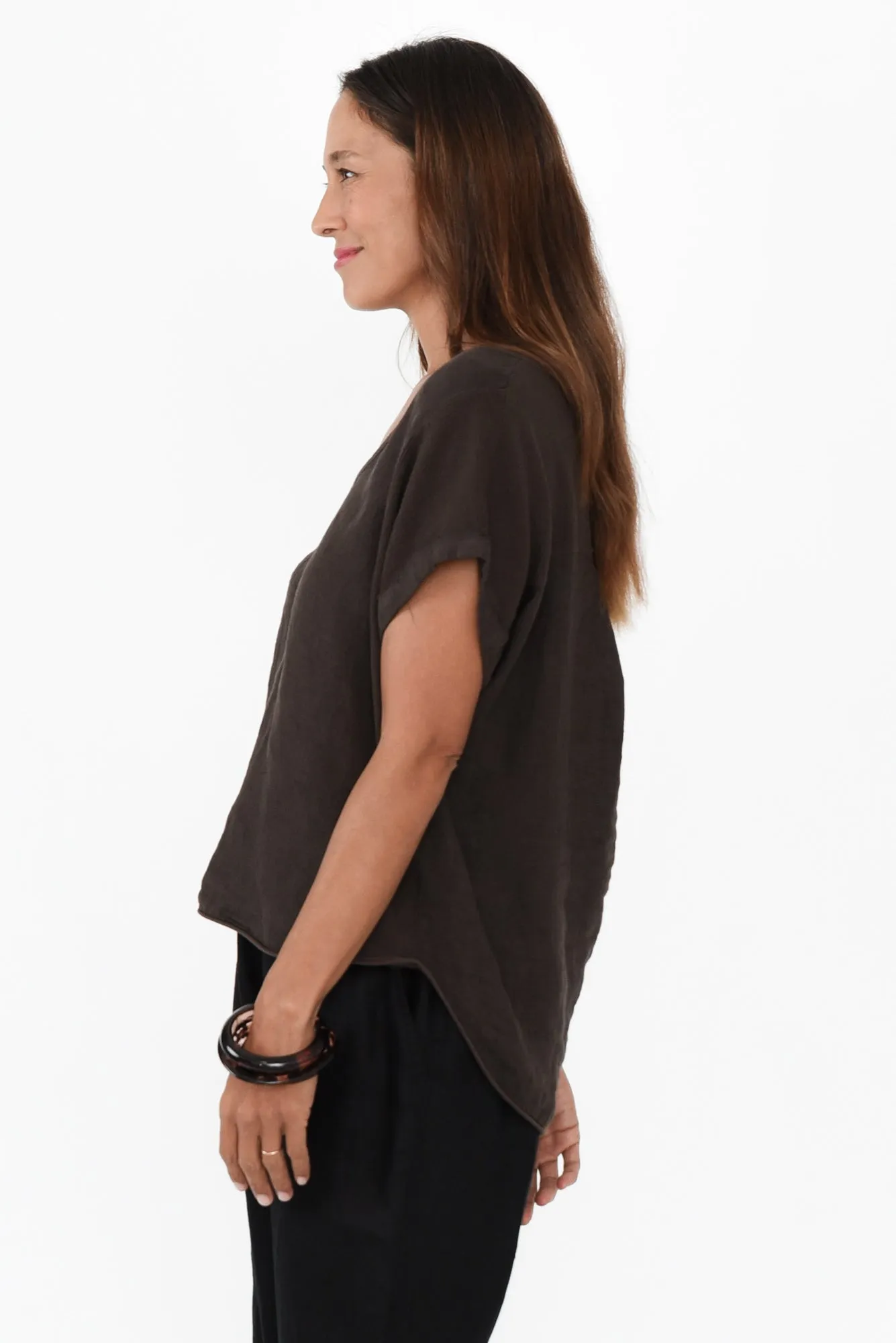 Dorian Chocolate Linen Cotton Top sold by Blue Bungalow product image thumbnail 3