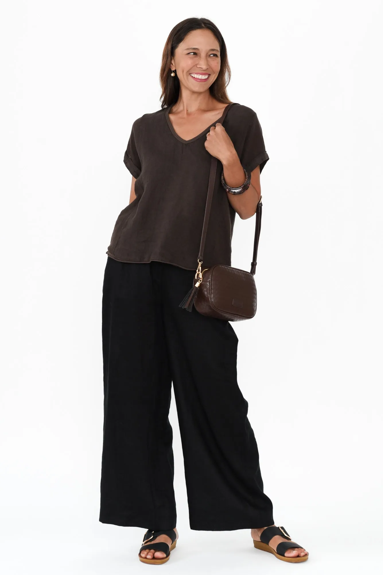 Dorian Chocolate Linen Cotton Top sold by Blue Bungalow product image thumbnail 2