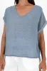 Dorian Light Blue Linen Cotton Top sold by Blue Bungalow