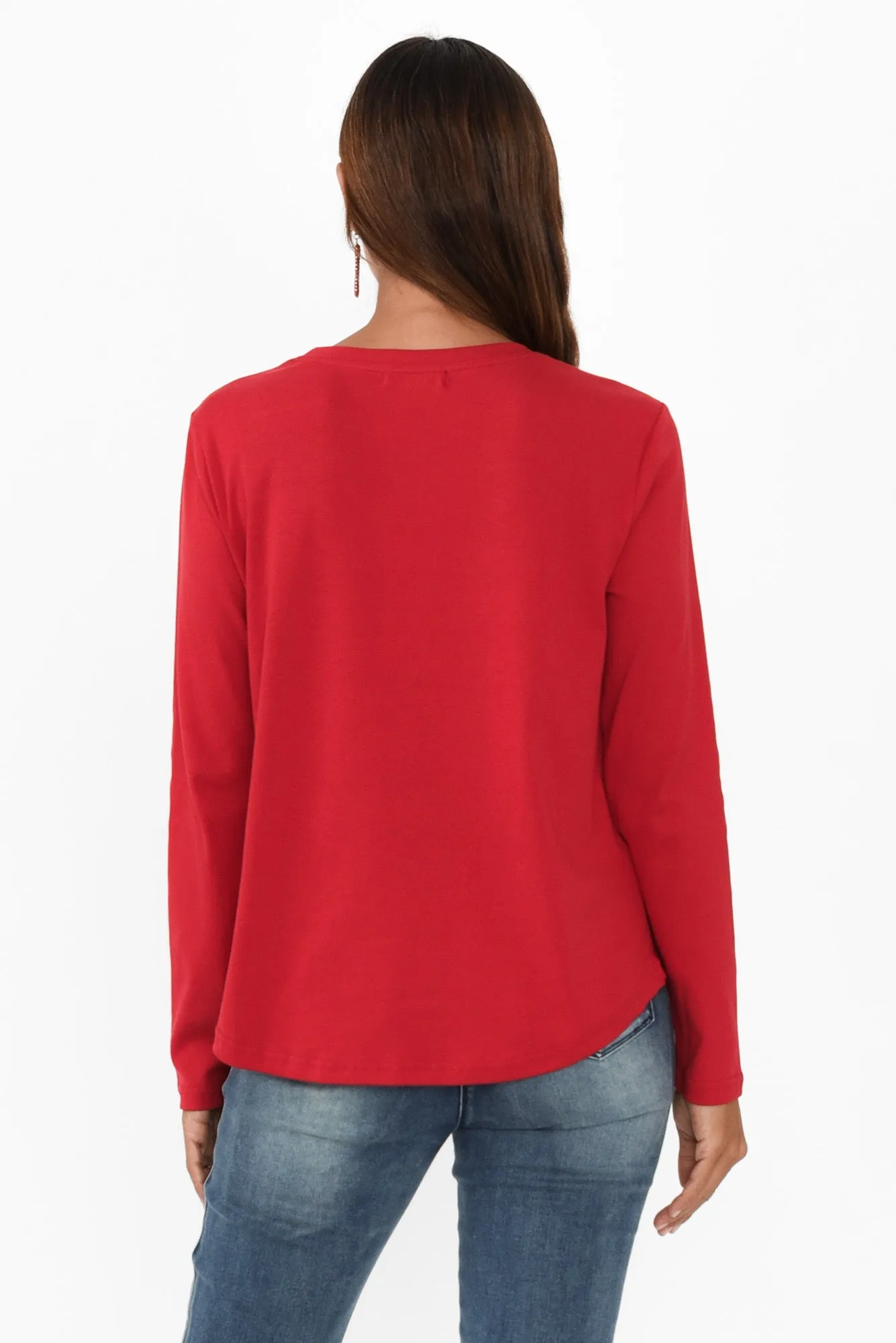 Porter Red Cotton Long Sleeve Top sold by Blue Bungalow product image thumbnail 4