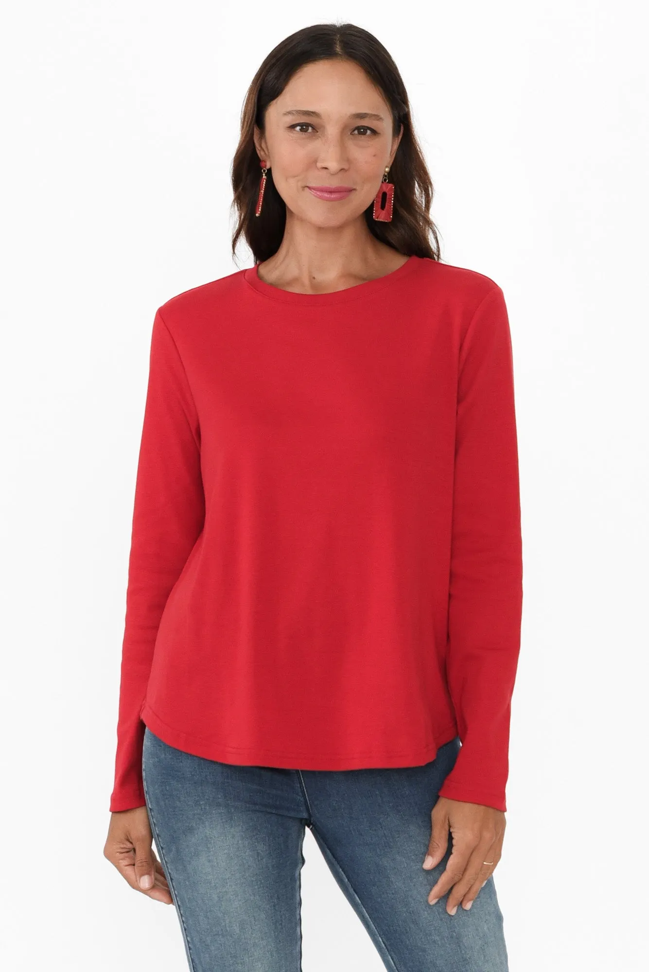 Porter Red Cotton Long Sleeve Top sold by Blue Bungalow