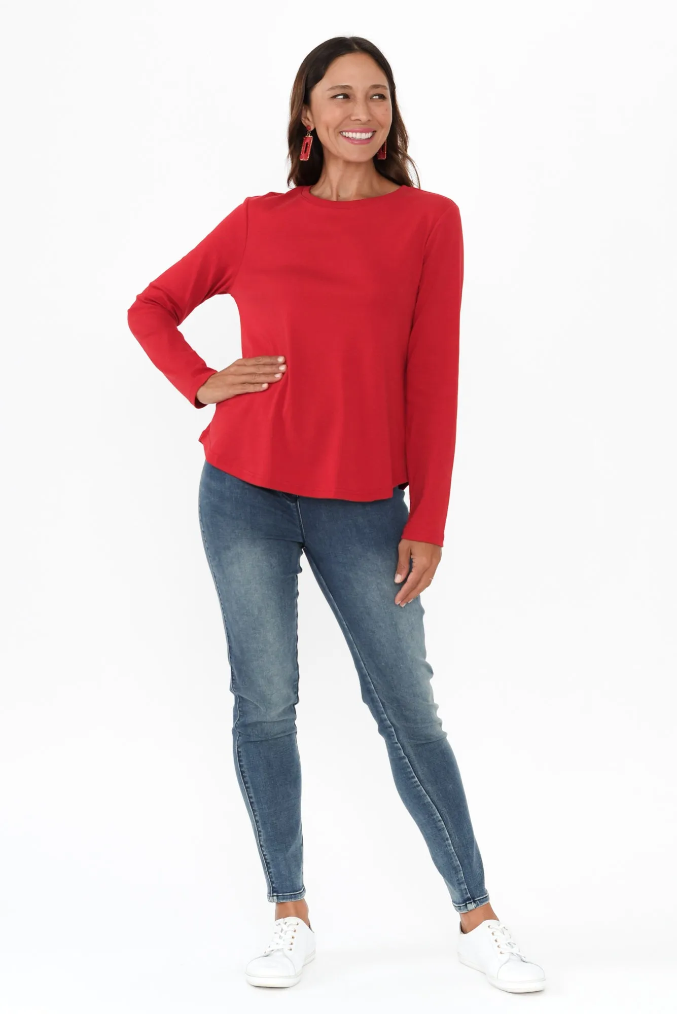 Porter Red Cotton Long Sleeve Top sold by Blue Bungalow product image thumbnail 2