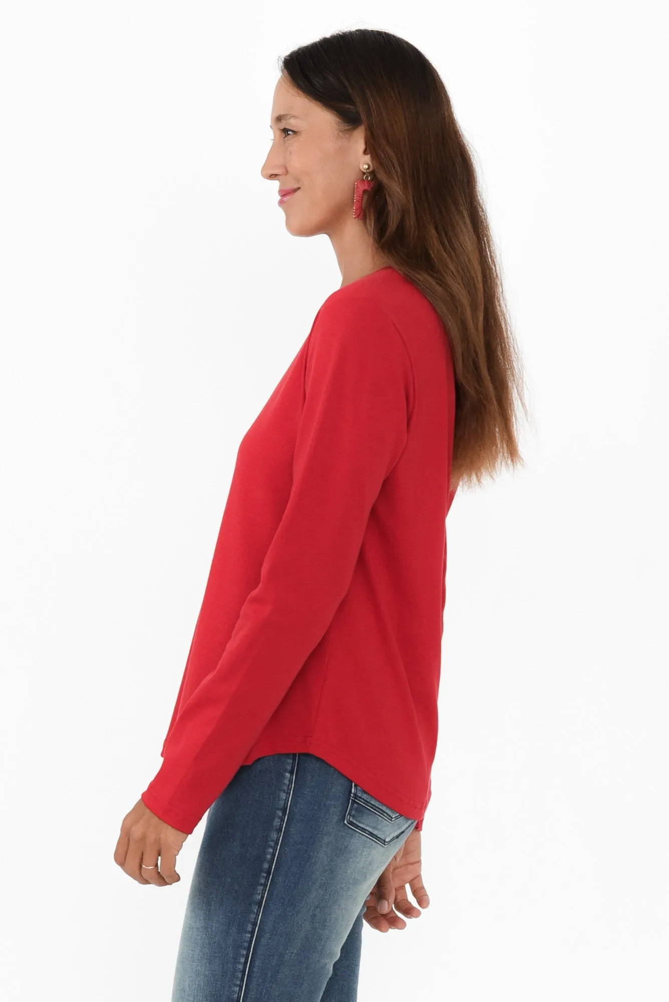 Porter Red Cotton Long Sleeve Top sold by Blue Bungalow product image thumbnail 3