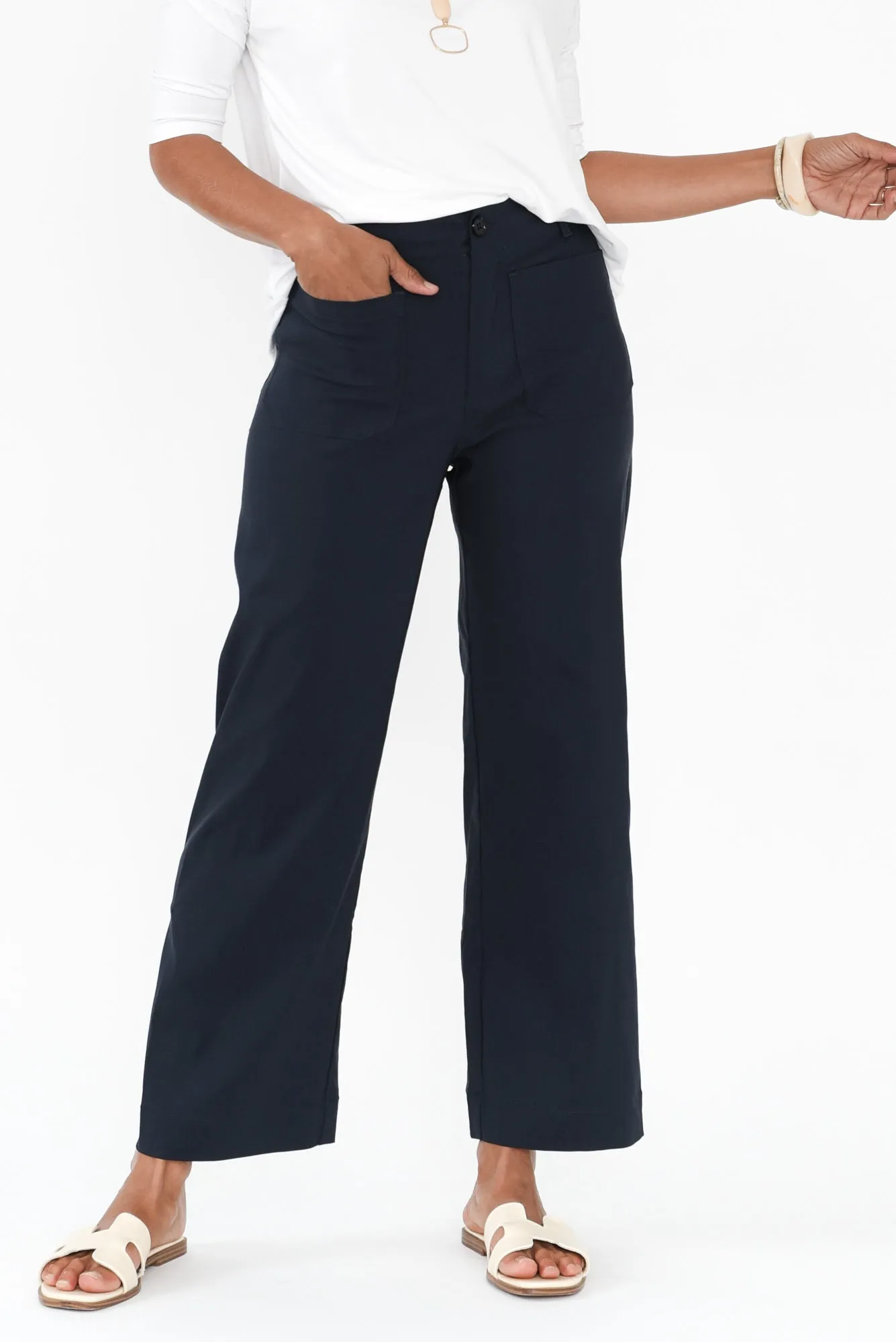 Marine Navy Wide Leg Pants sold by Blue Bungalow