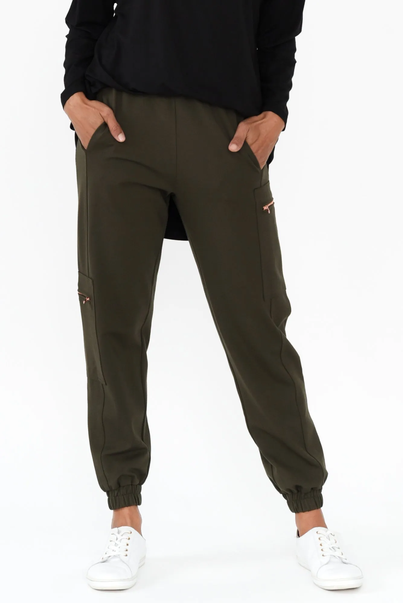 Tracey Khaki Zip Pocket Jogger sold by Blue Bungalow
