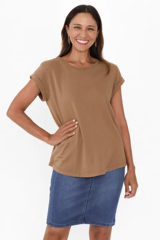 Manly Tan Cotton Tee sold by Blue Bungalow