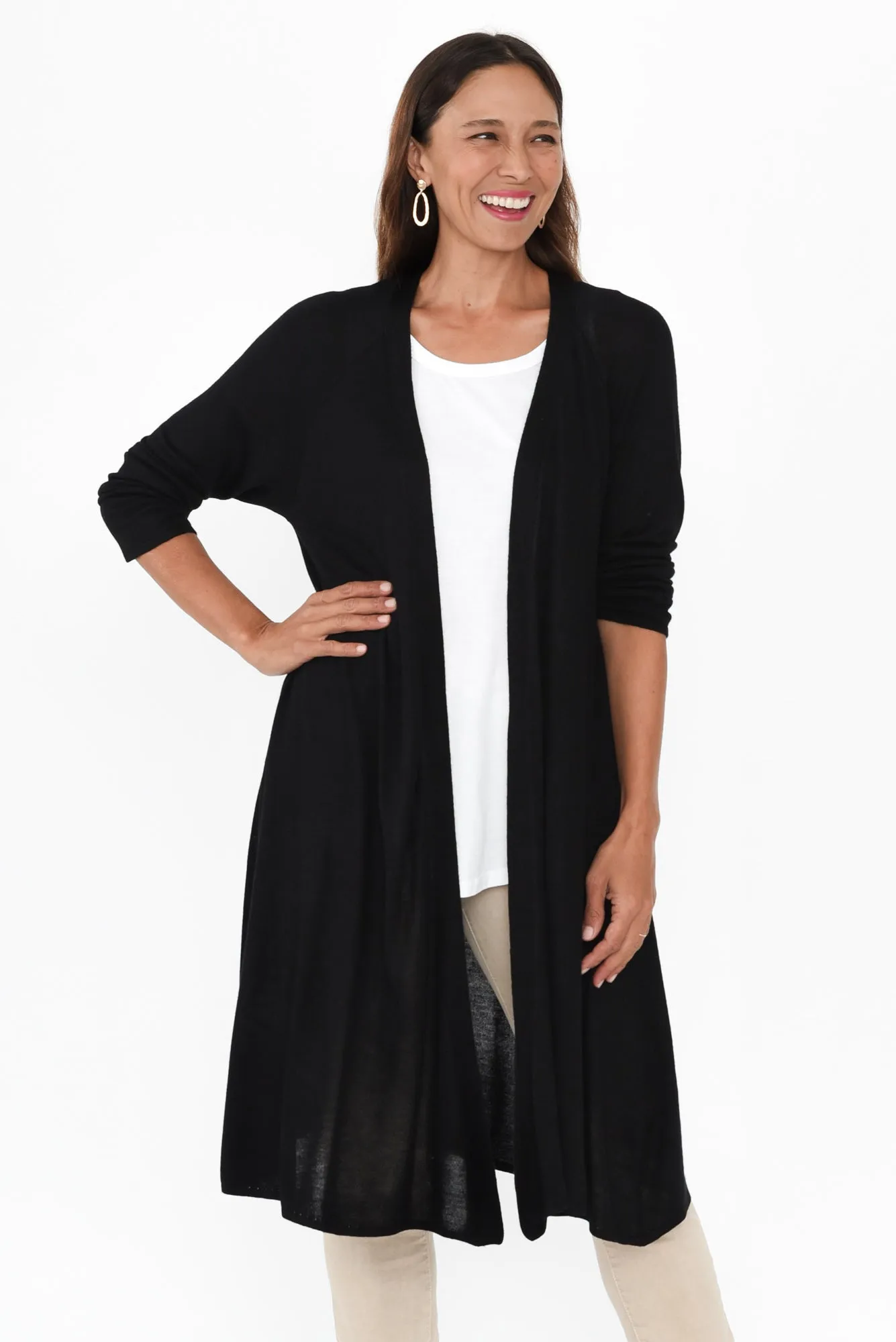 Quatro Black Bamboo Cashmere Cardigan sold by Blue Bungalow