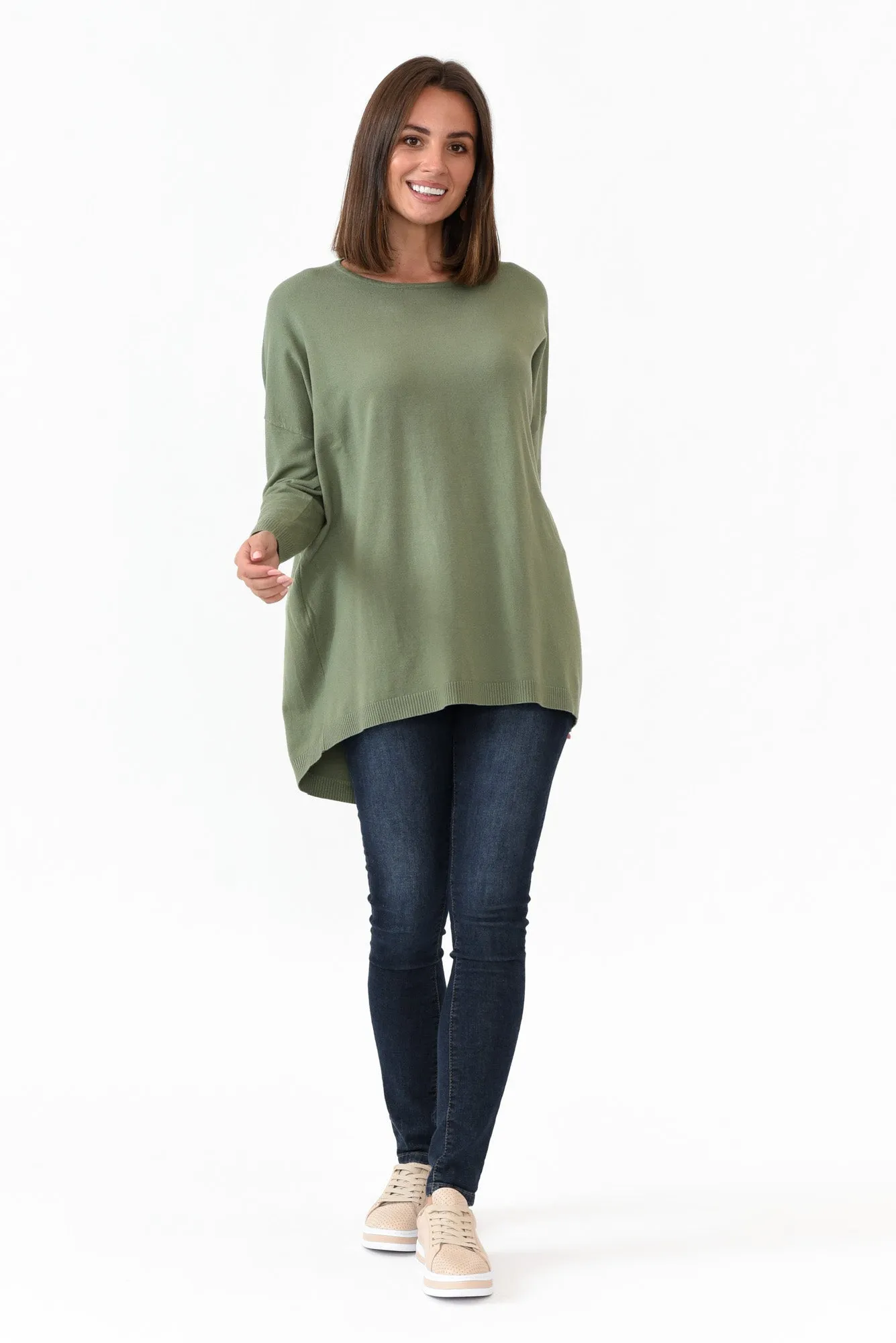 Meryl Khaki Wool Blend Drape Jumper sold by Blue Bungalow product image thumbnail 3