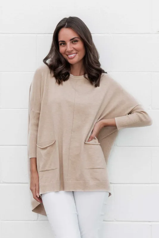 Helsinki Beige Knit Pocket Jumper sold by Blue Bungalow