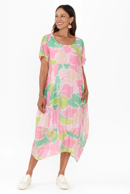 Connie Pink Floral Pocket Dress sold by Blue Bungalow