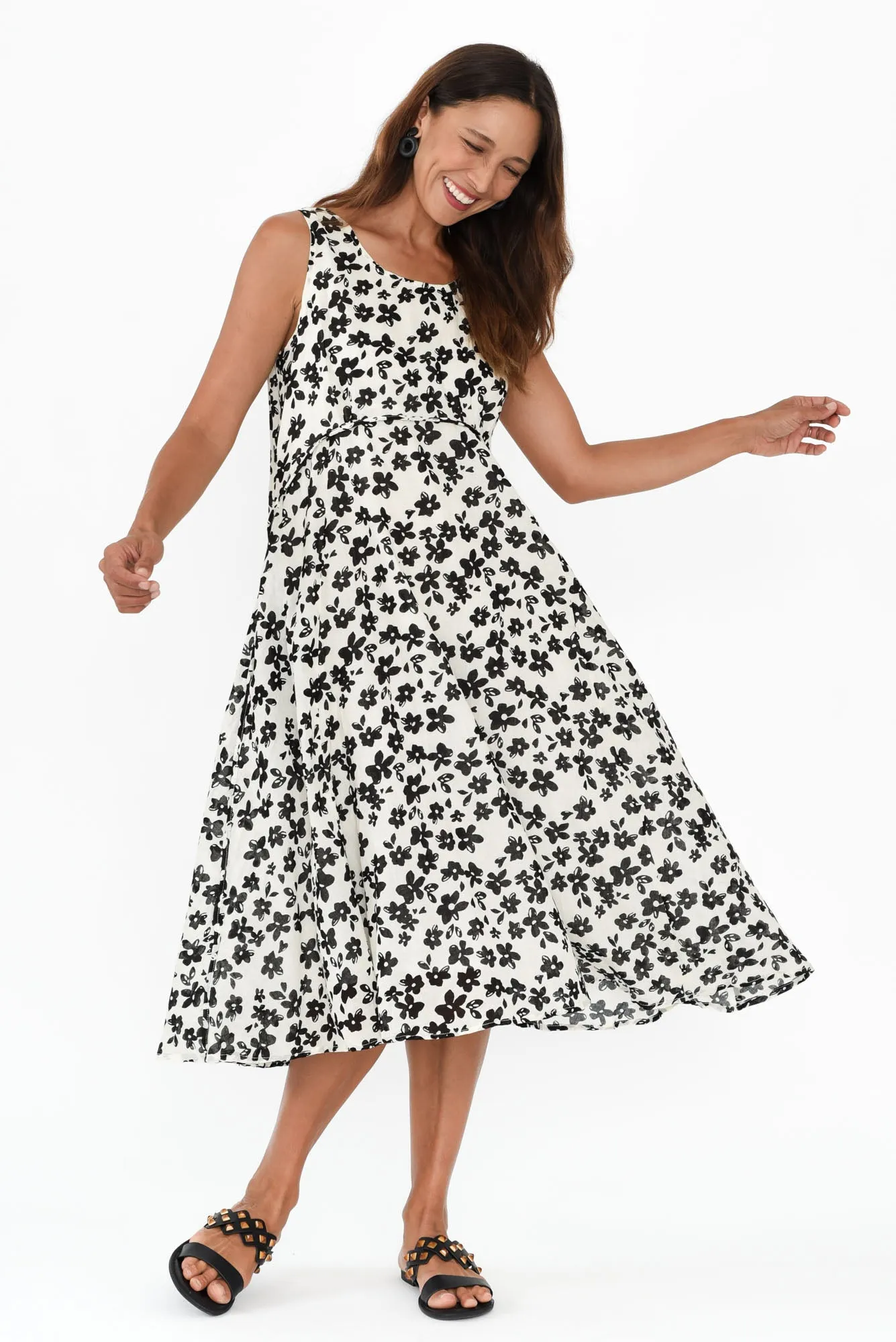 Rina White Floral Cotton Pocket Dress sold by Blue Bungalow product image thumbnail 2