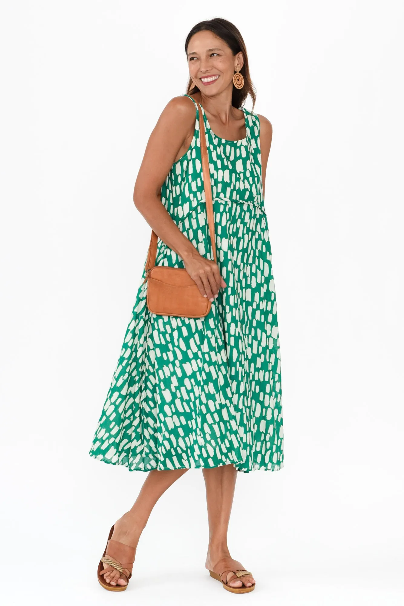 Rina Green Dash Cotton Pocket Dress sold by Blue Bungalow