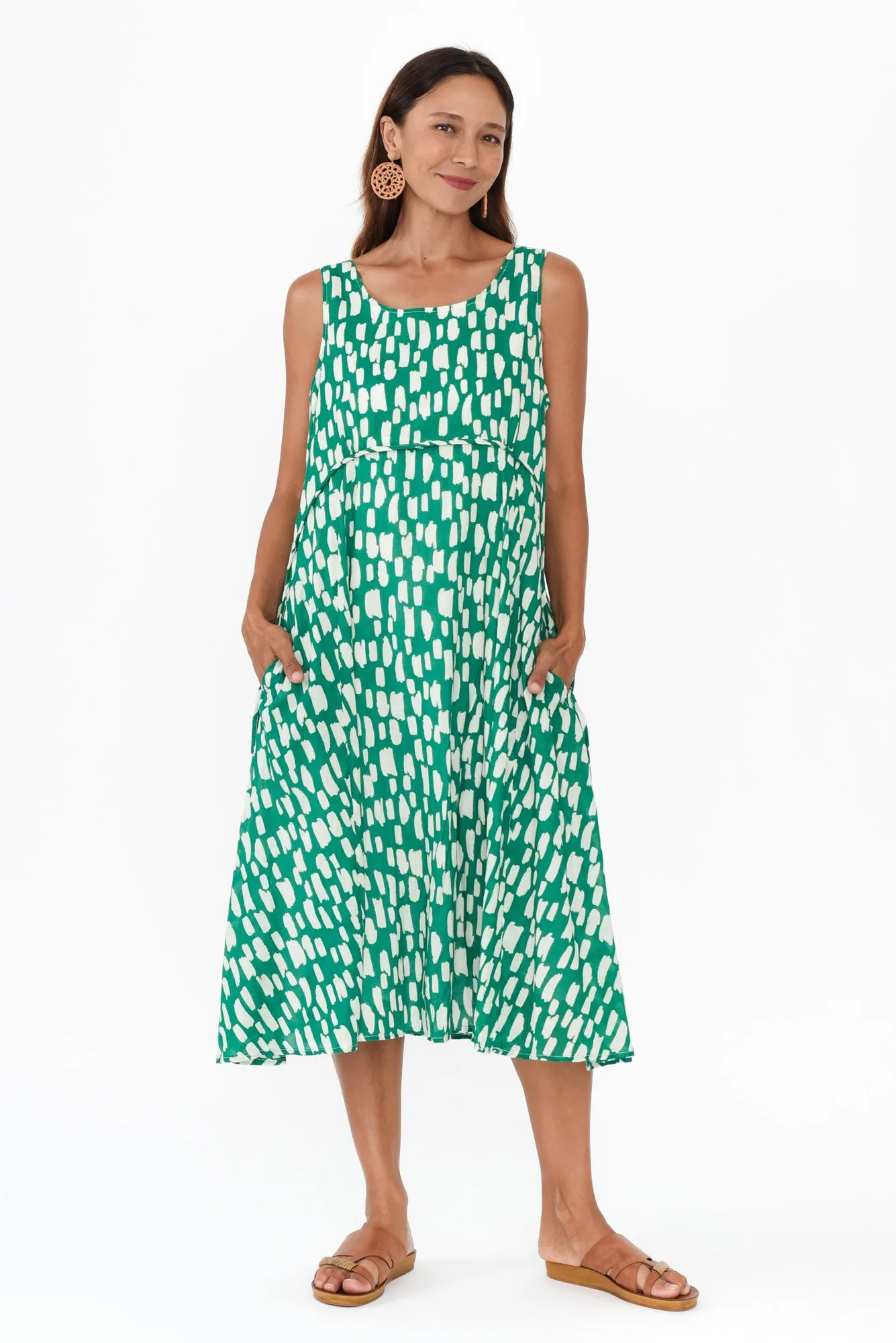 Rina Green Dash Cotton Pocket Dress sold by Blue Bungalow product image thumbnail 2