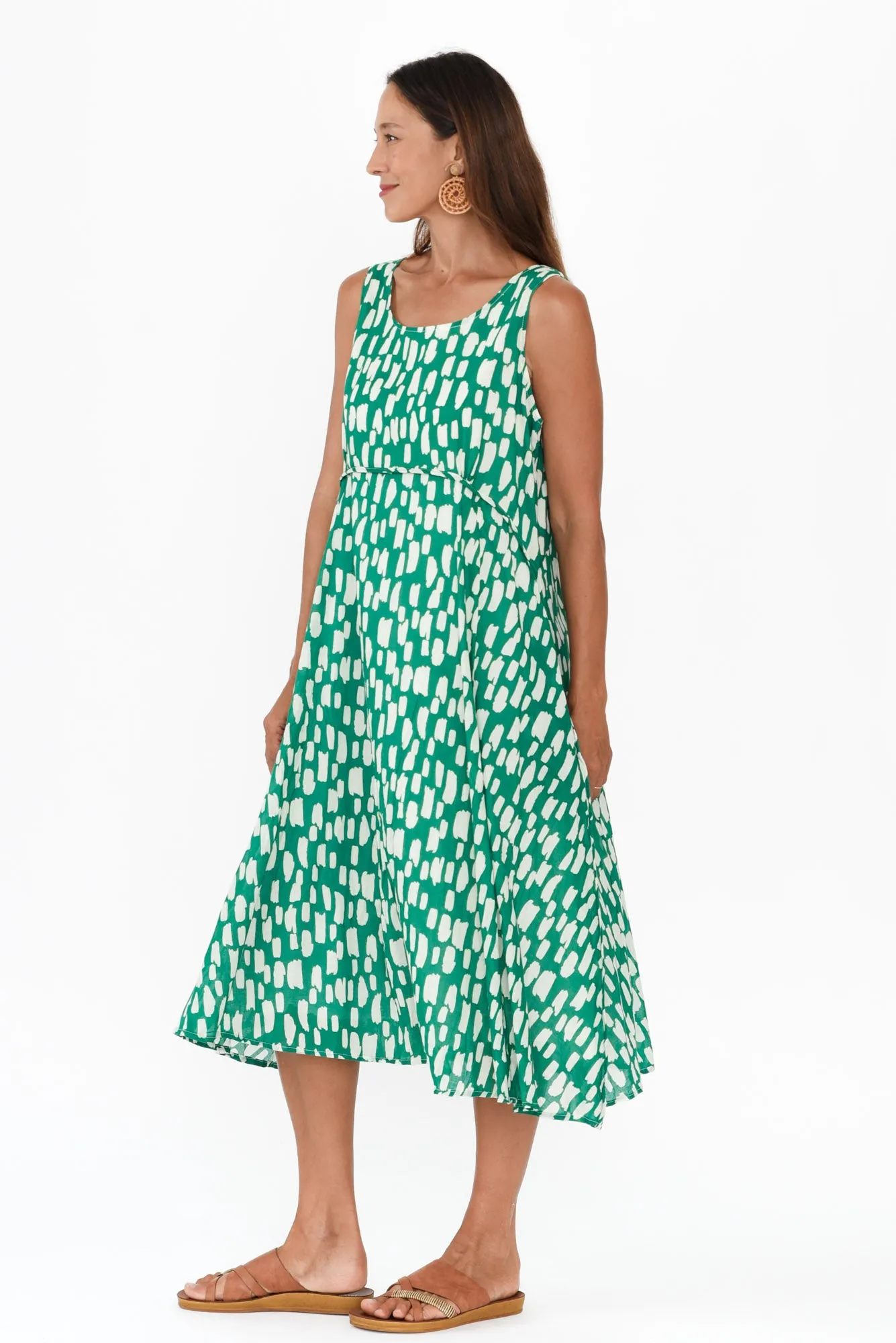 Rina Green Dash Cotton Pocket Dress sold by Blue Bungalow product image thumbnail 3