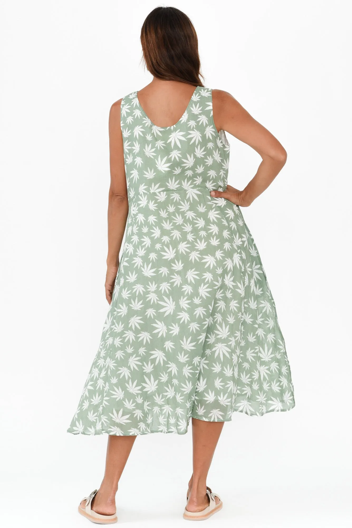 Rina Sage Agave Leaf Cotton Pocket Dress sold by Blue Bungalow product image thumbnail 4