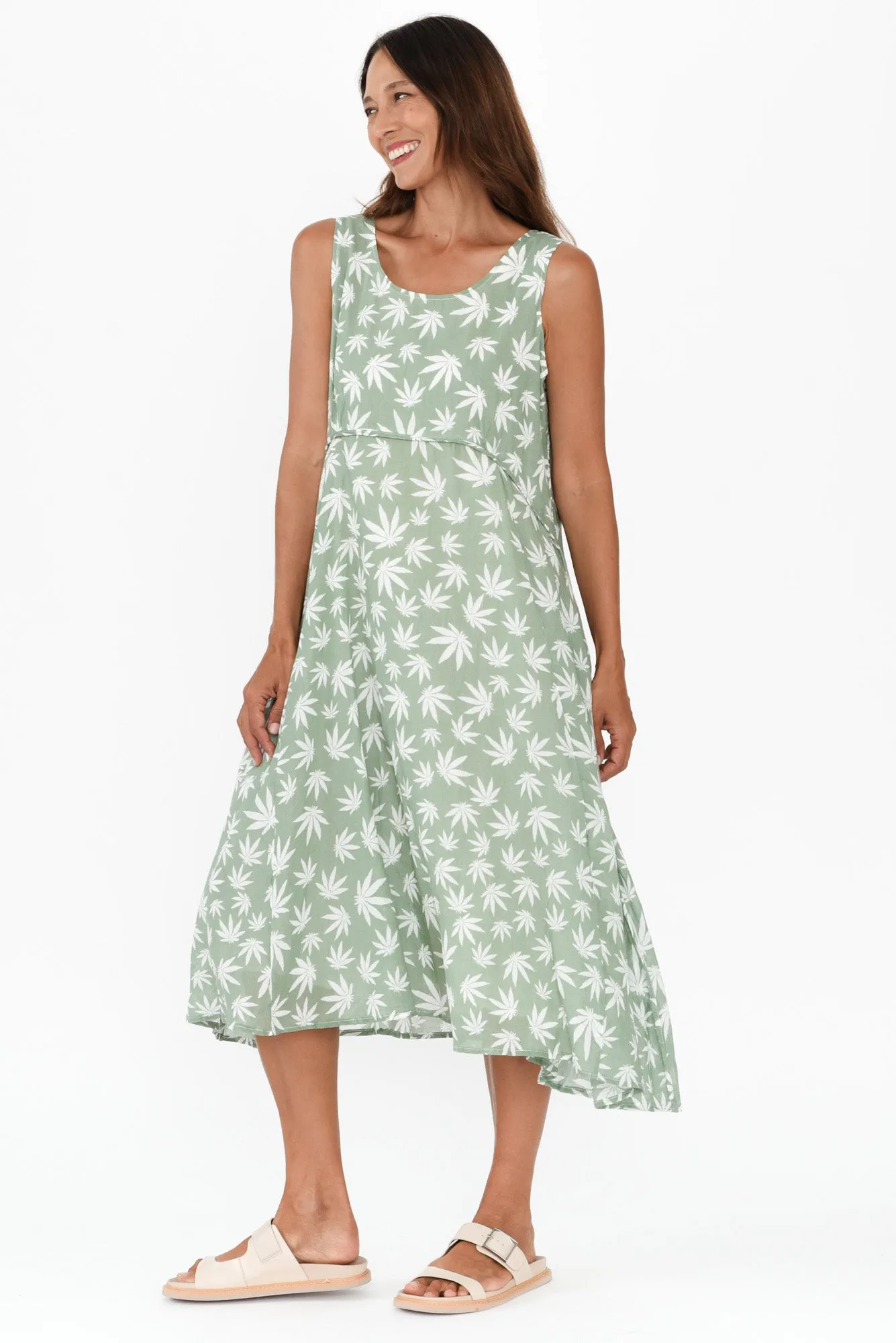 Rina Sage Agave Leaf Cotton Pocket Dress sold by Blue Bungalow product image thumbnail 3