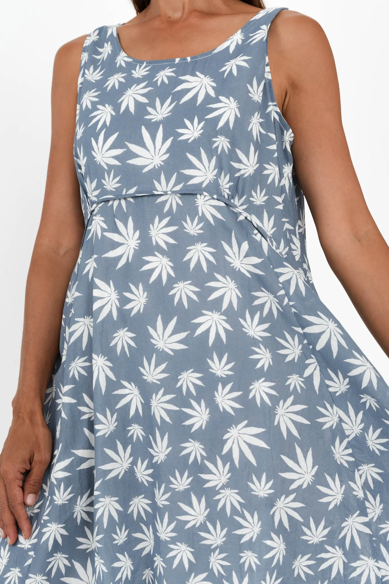 Rina Blue Agave Leaf Cotton Pocket Dress sold by Blue Bungalow product image thumbnail 5