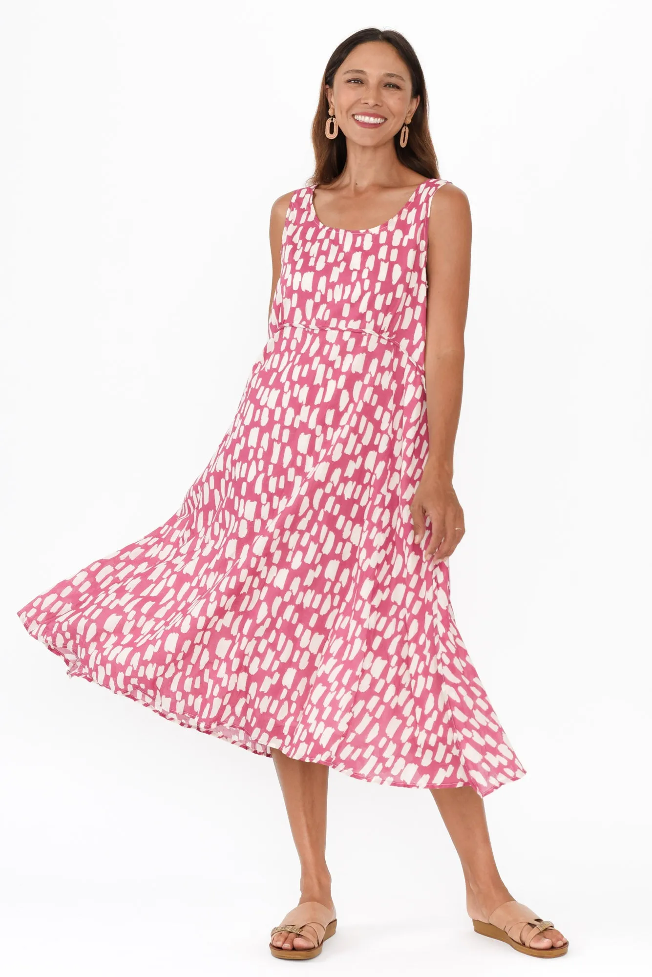 Rina Pink Dash Cotton Pocket Dress sold by Blue Bungalow product image thumbnail 3