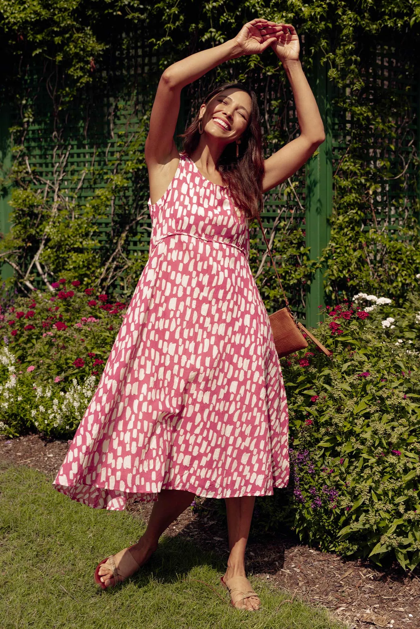 Rina Pink Dash Cotton Pocket Dress sold by Blue Bungalow