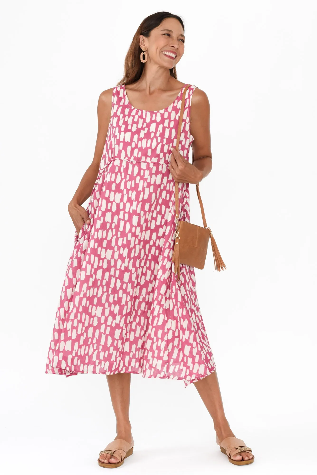 Rina Pink Dash Cotton Pocket Dress sold by Blue Bungalow product image thumbnail 2