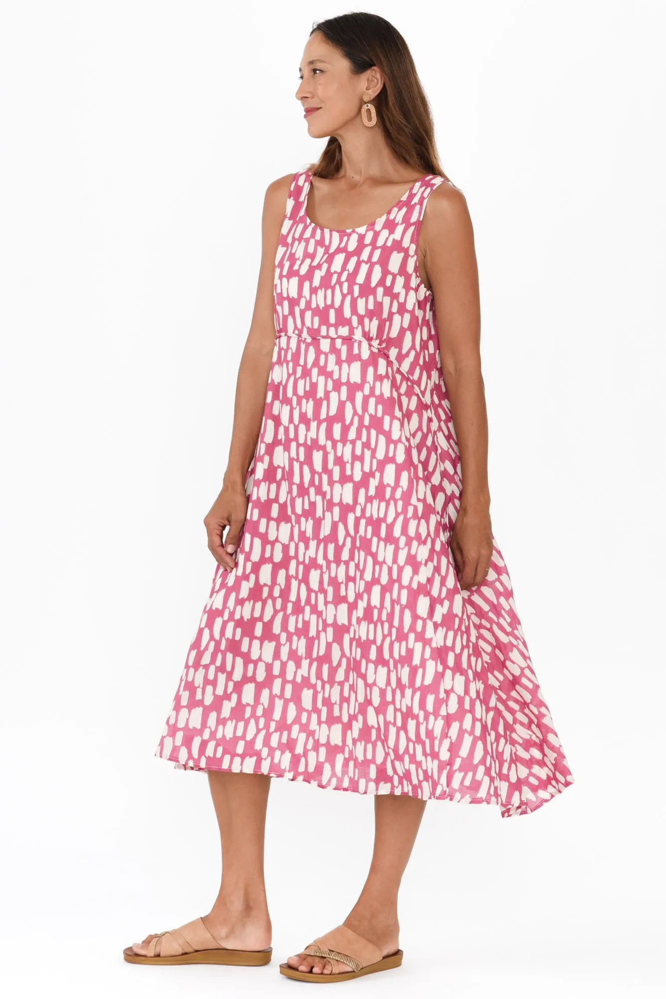 Rina Pink Dash Cotton Pocket Dress sold by Blue Bungalow product image thumbnail 4