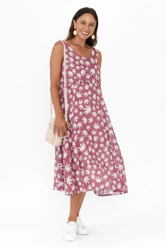 Rina Berry Agave Leaf Cotton Pocket Dress sold by Blue Bungalow