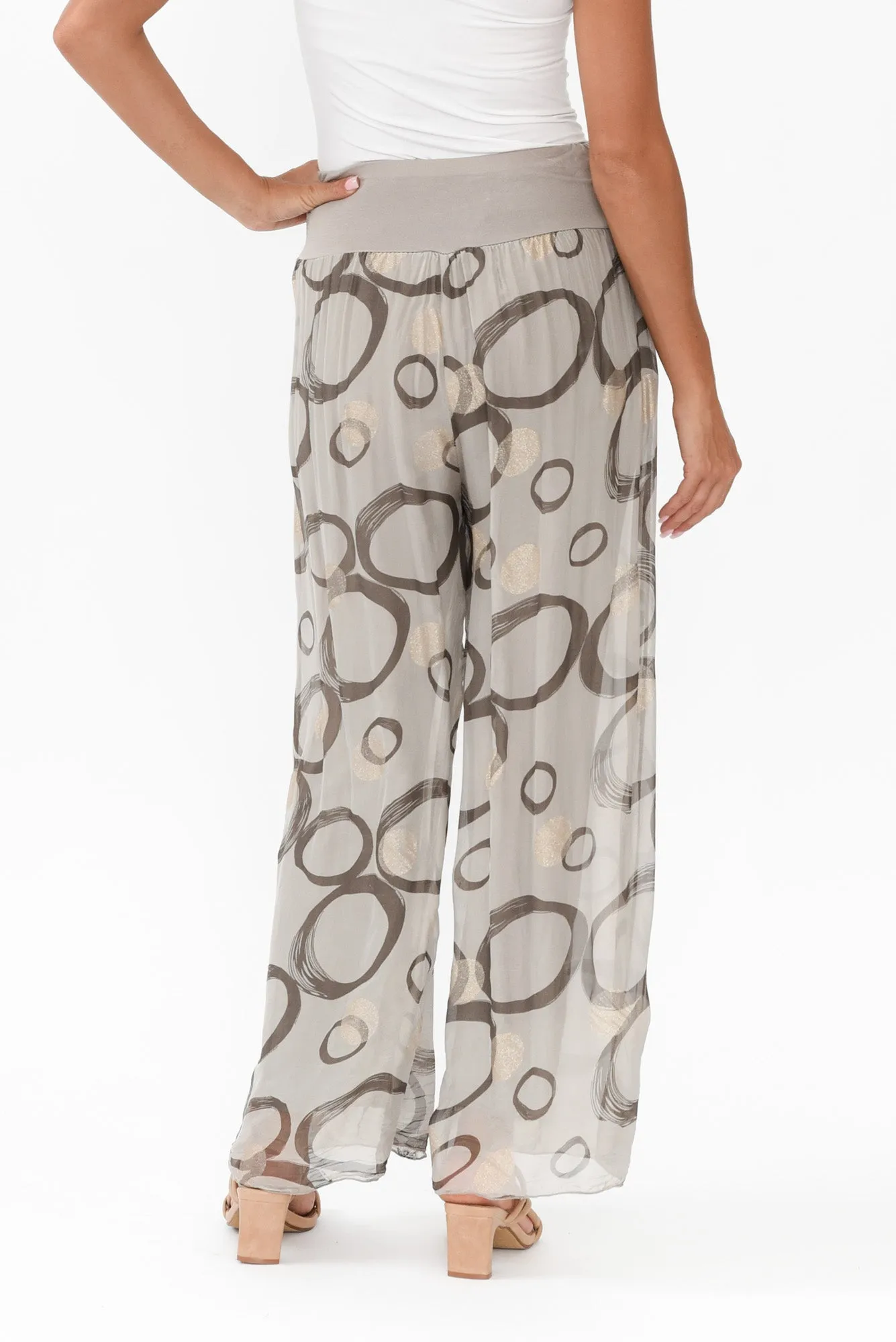 Reba Taupe Circle Silk Layer Pants sold by Blue Bungalow product image thumbnail 4