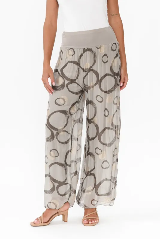 Reba Taupe Circle Silk Layer Pants sold by Blue Bungalow