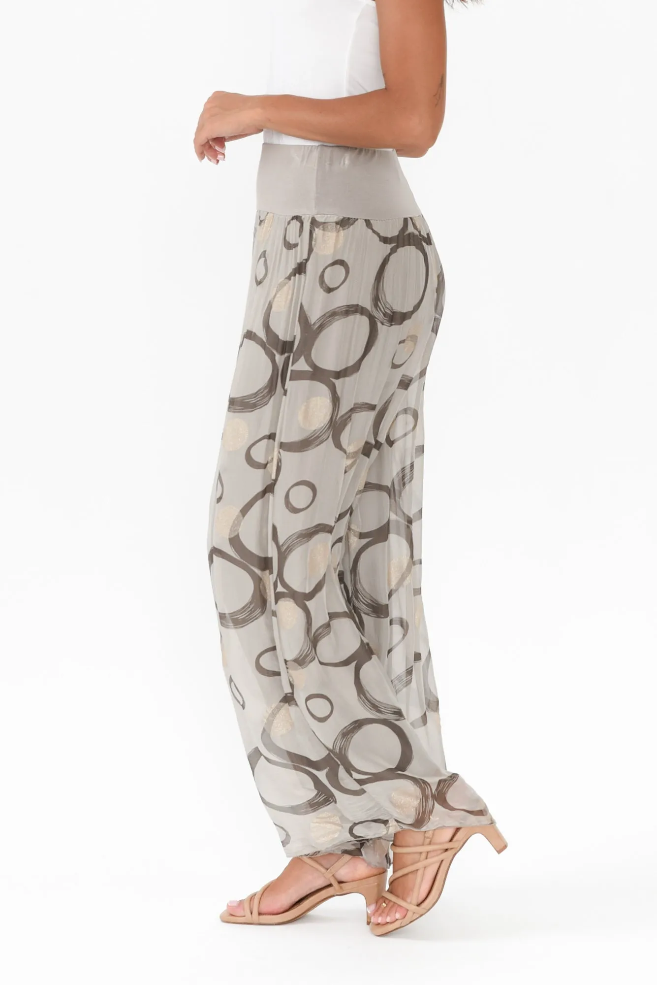 Reba Taupe Circle Silk Layer Pants sold by Blue Bungalow product image thumbnail 3