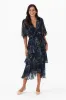 Natalie Navy Flower Silk Layer Dress sold by Blue Bungalow