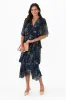 Natalie Navy Flower Silk Layer Dress sold by Blue Bungalow