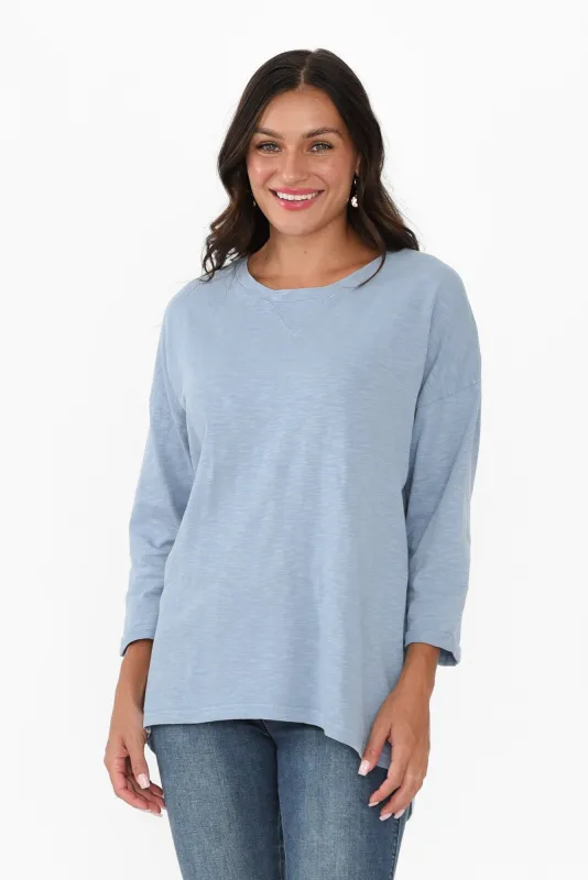 Annie Light Blue Cotton Top sold by Blue Bungalow
