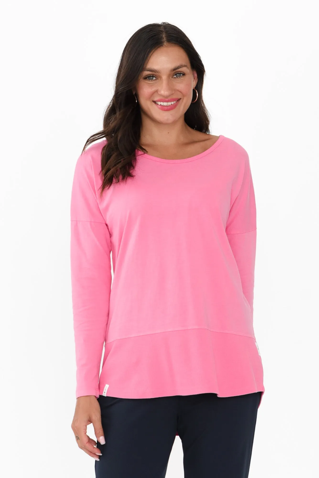 Fundamental Candy Pink Cotton Rib Sleeved Top sold by Blue Bungalow