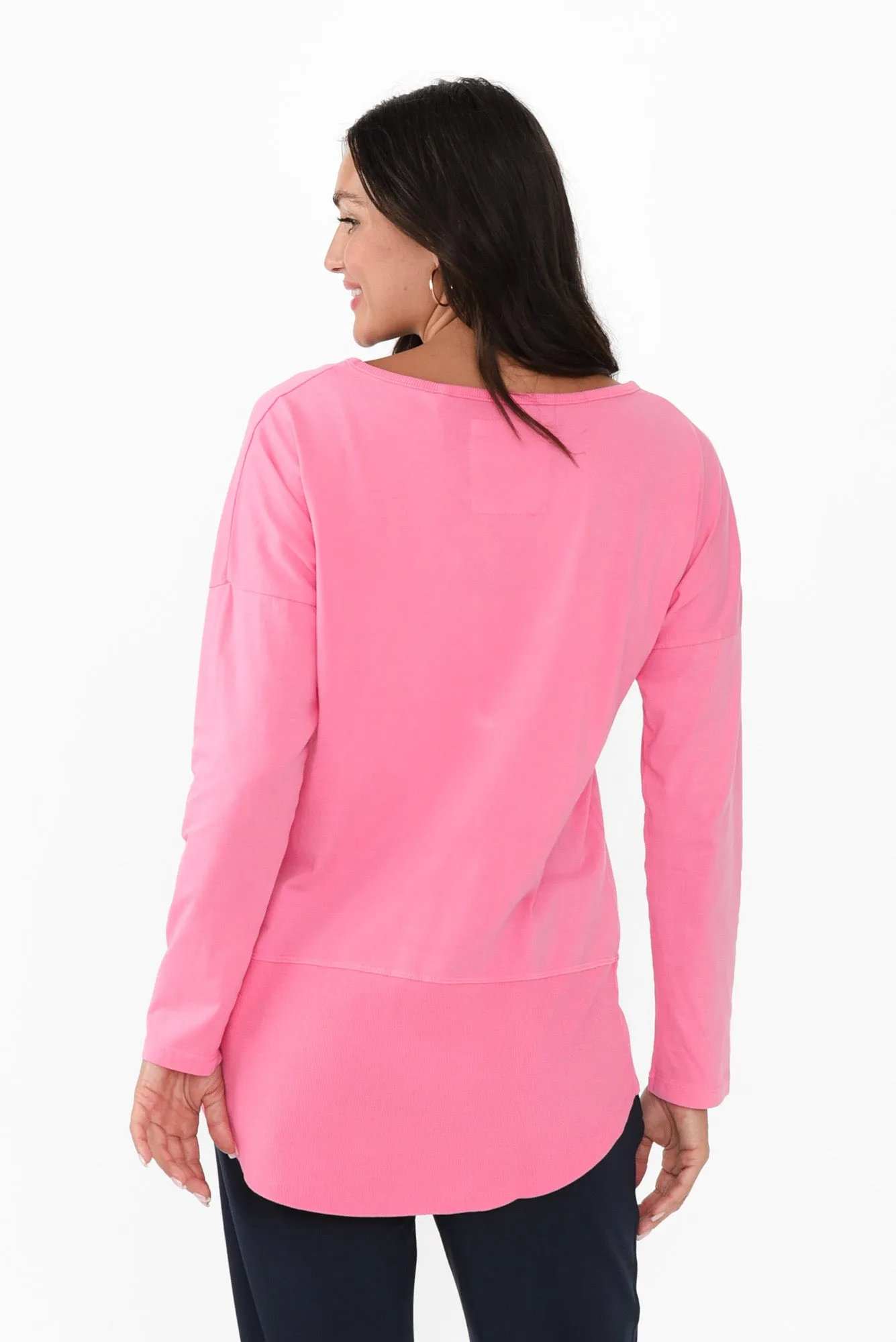 Fundamental Candy Pink Cotton Rib Sleeved Top sold by Blue Bungalow product image thumbnail 4