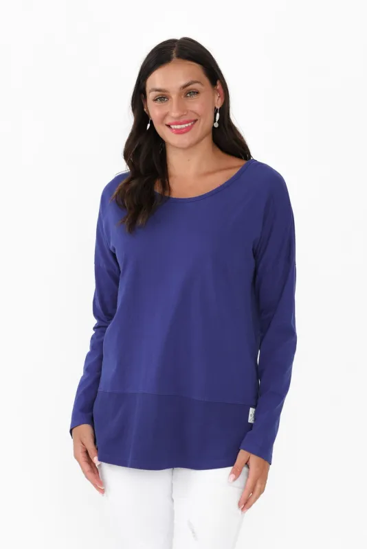 Fundamental Blue Cotton Rib Sleeved Top sold by Blue Bungalow