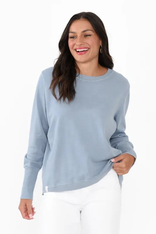 Divine Light Blue Cotton Crew Sweatshirt sold by Blue Bungalow