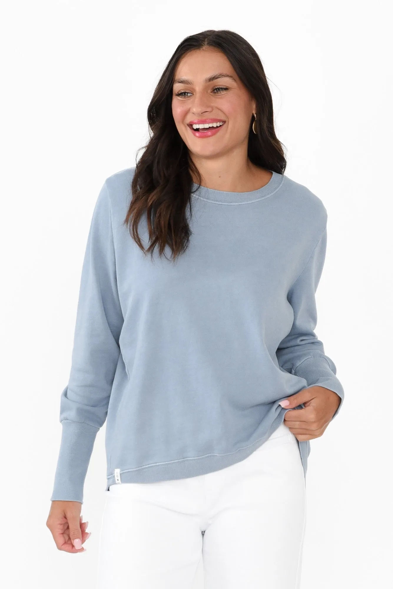 Divine Light Blue Cotton Crew Sweatshirt sold by Blue Bungalow