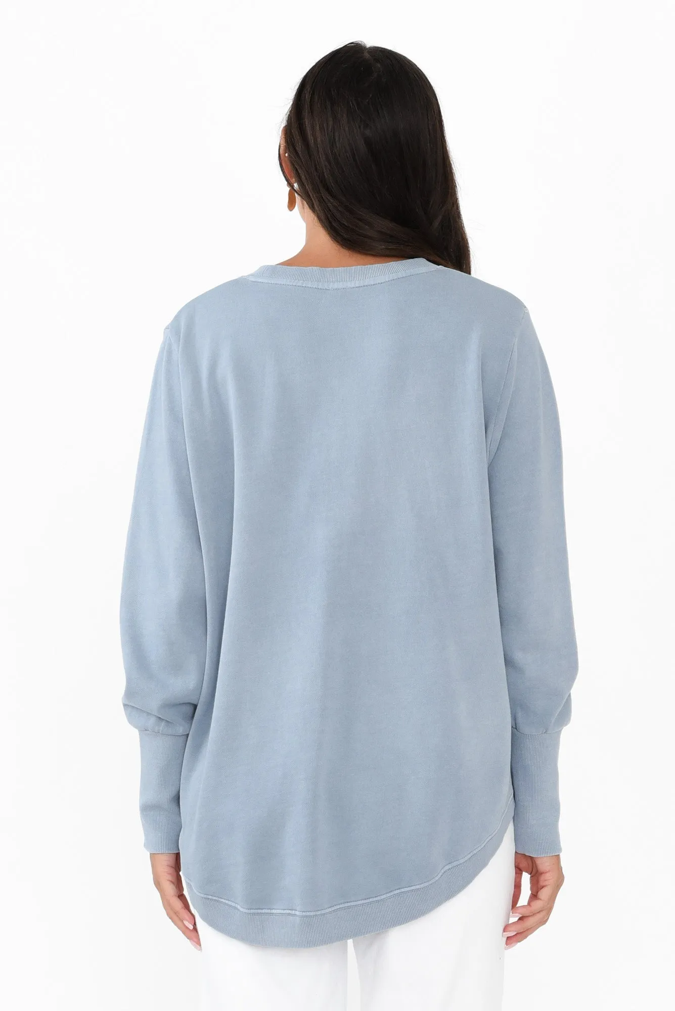 Divine Light Blue Cotton Crew Sweatshirt sold by Blue Bungalow product image thumbnail 4