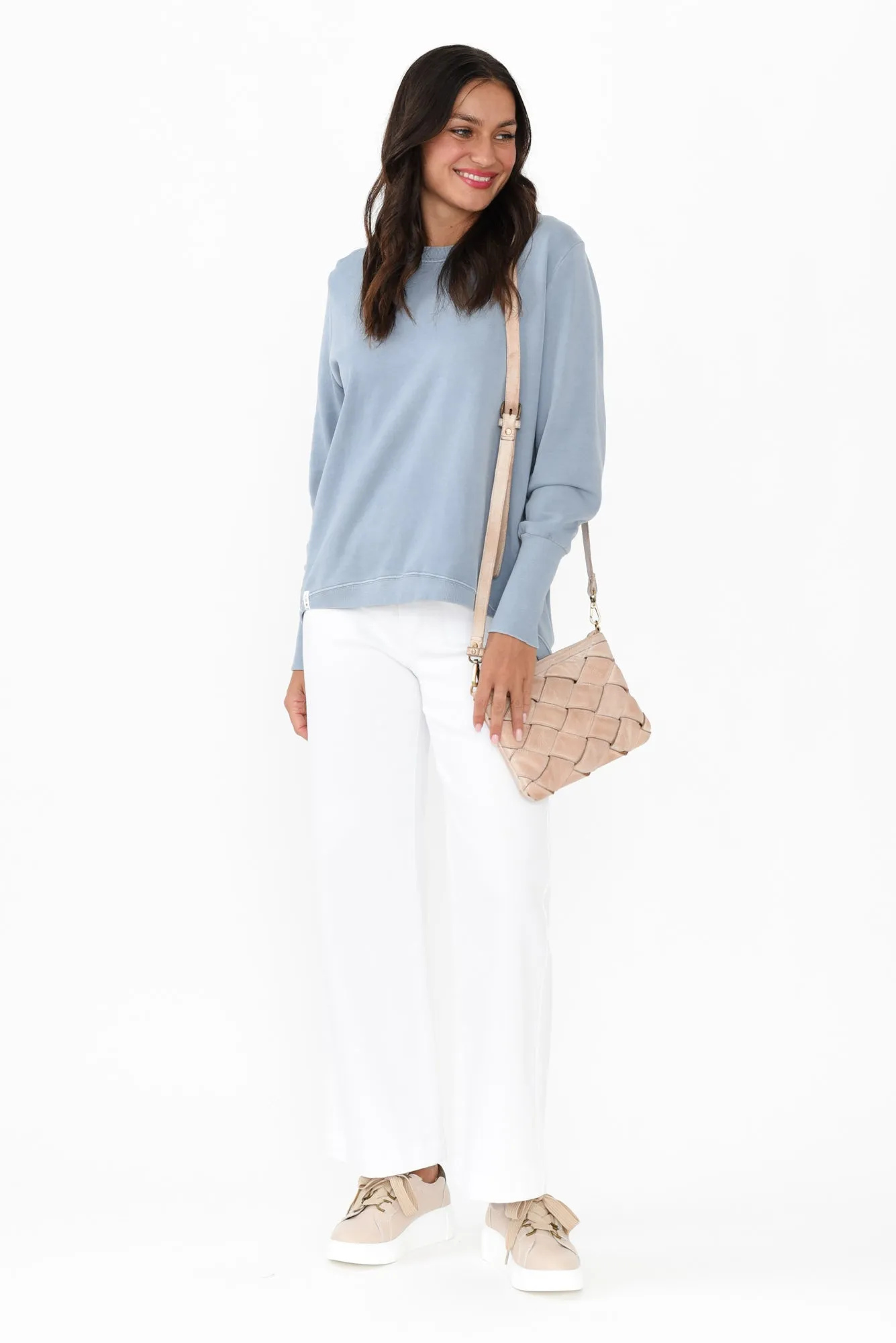 Divine Light Blue Cotton Crew Sweatshirt sold by Blue Bungalow product image thumbnail 2