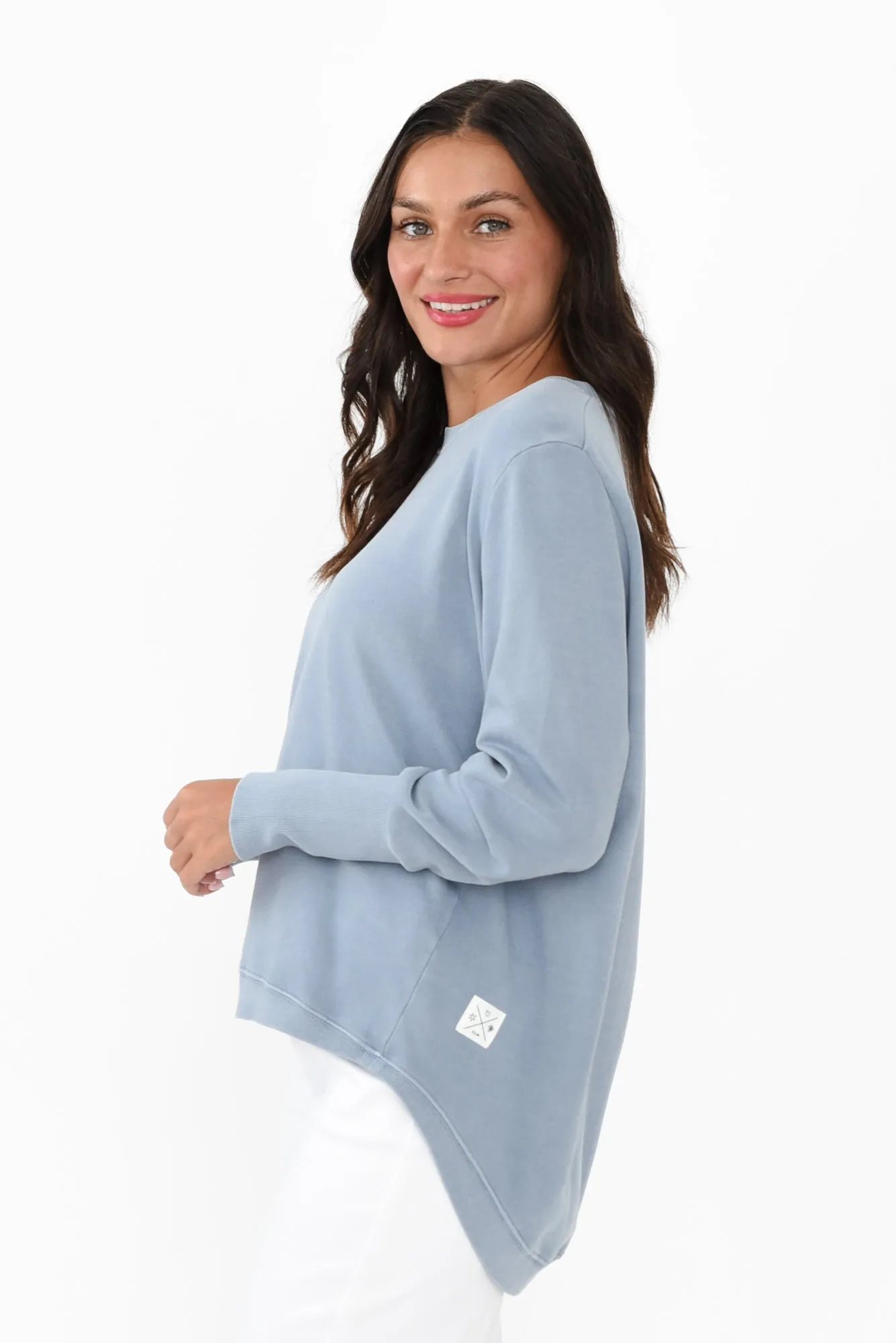 Divine Light Blue Cotton Crew Sweatshirt sold by Blue Bungalow product image thumbnail 3