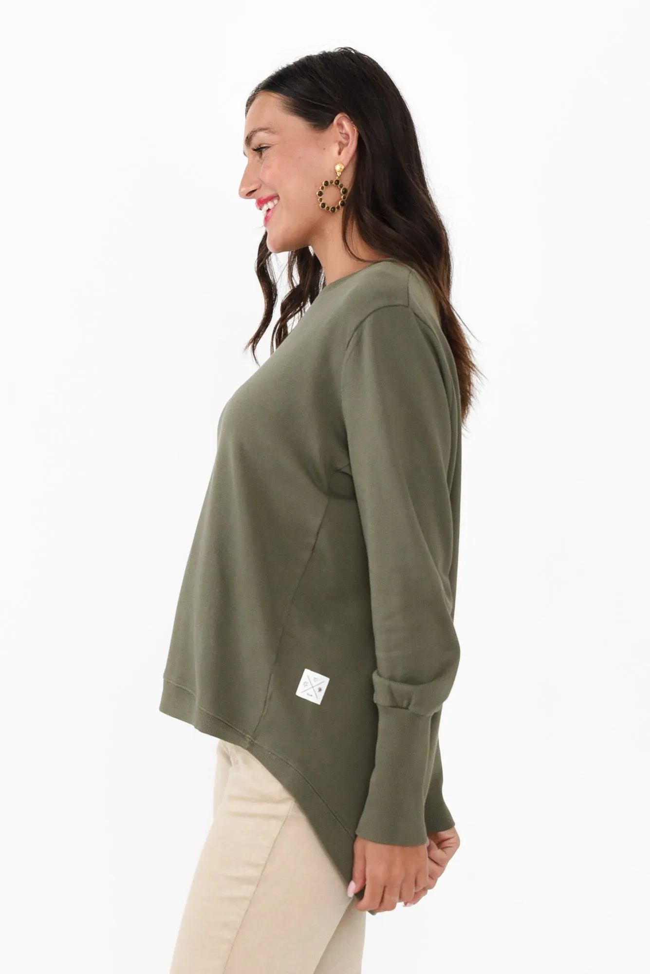 Divine Khaki Cotton Crew Sweatshirt sold by Blue Bungalow product image thumbnail 3