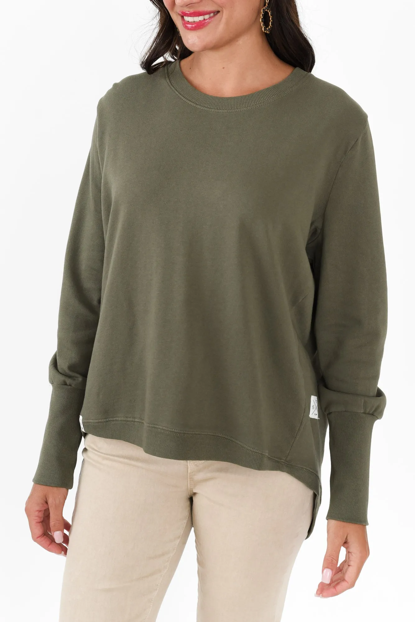 Divine Khaki Cotton Crew Sweatshirt sold by Blue Bungalow product image thumbnail 5