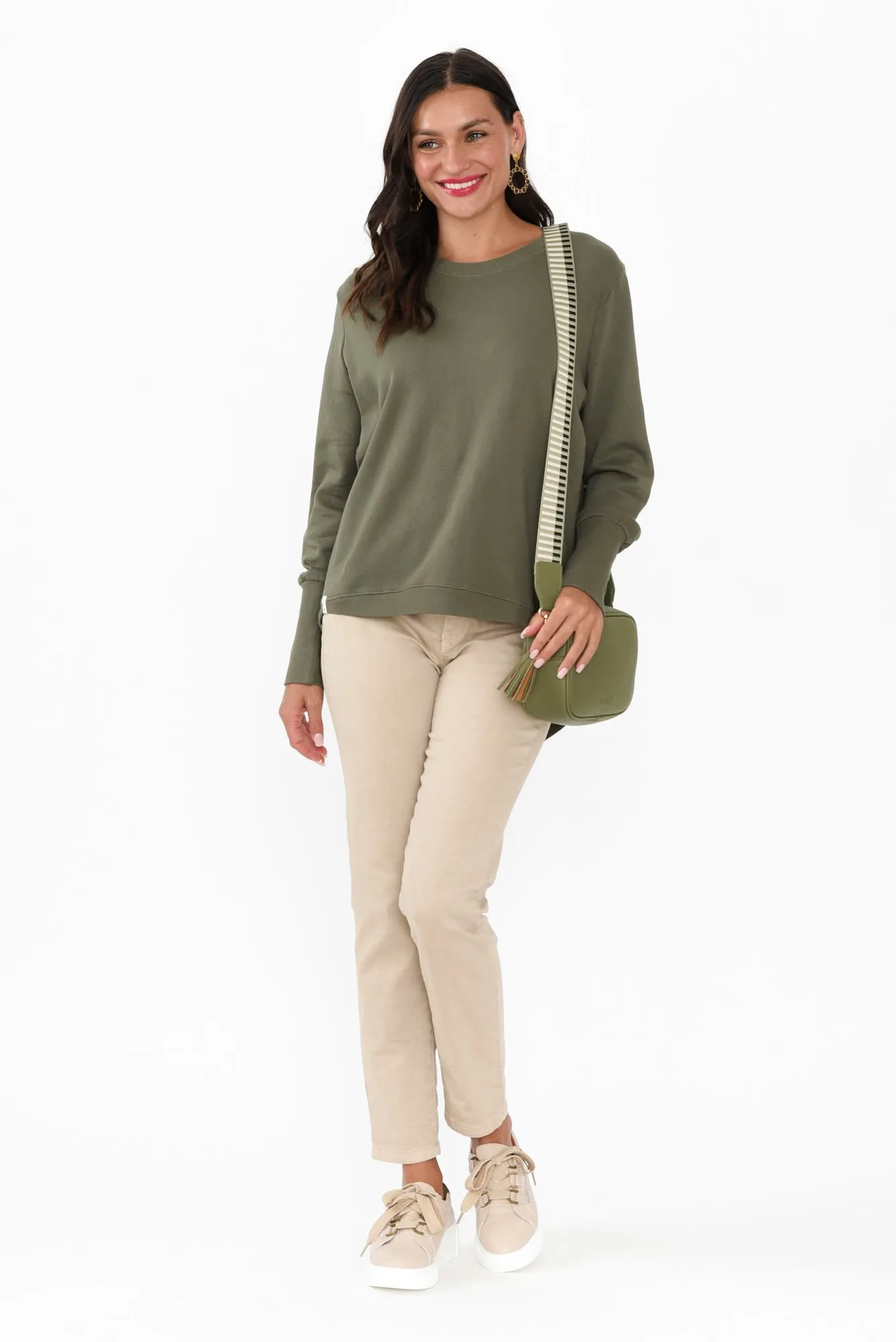 Divine Khaki Cotton Crew Sweatshirt sold by Blue Bungalow product image thumbnail 2