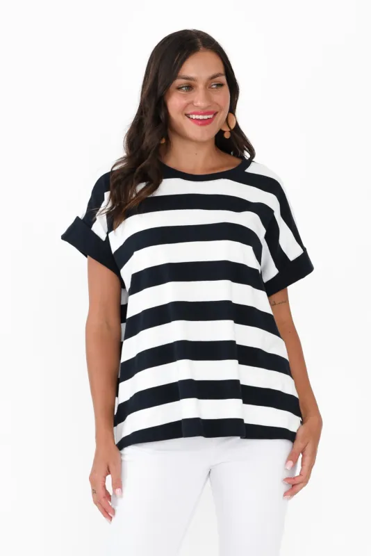 McKinley Navy Stripe Cotton Tee sold by Blue Bungalow